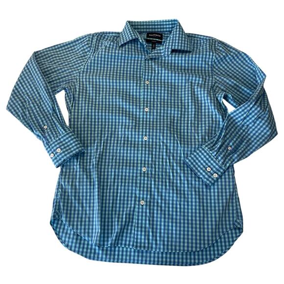 Bonobos Gingham Stretch Tailored Fit Button Down Shirt Preppy Size Mens 16 X 34 - Picture 2 of 6